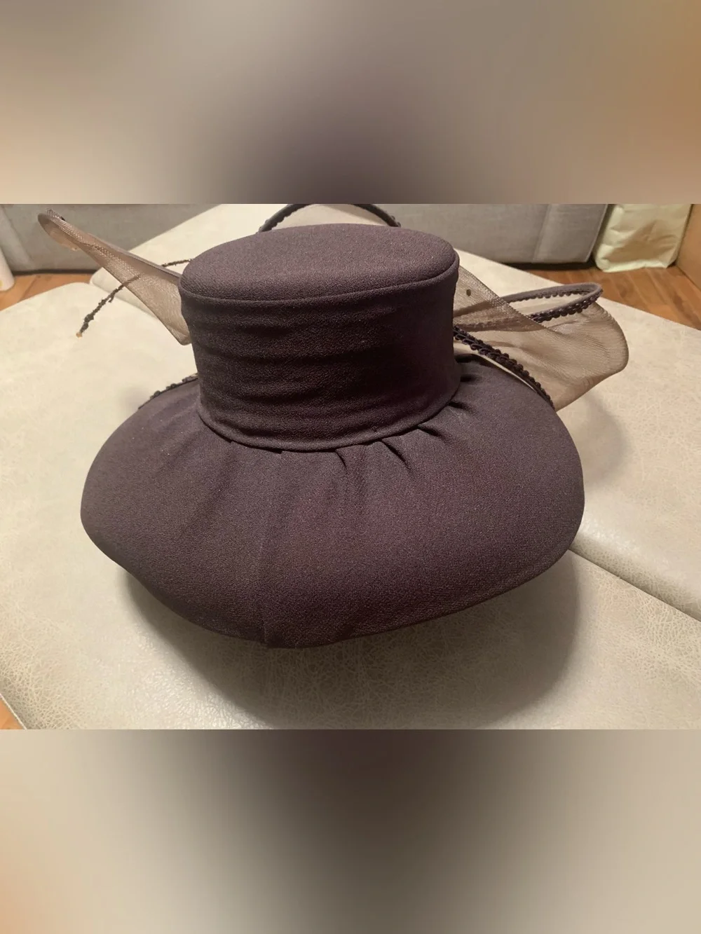 Vintage Gilbert & Ivy Womens Brown Wool Millinery Embellished Formal/Derby Hat